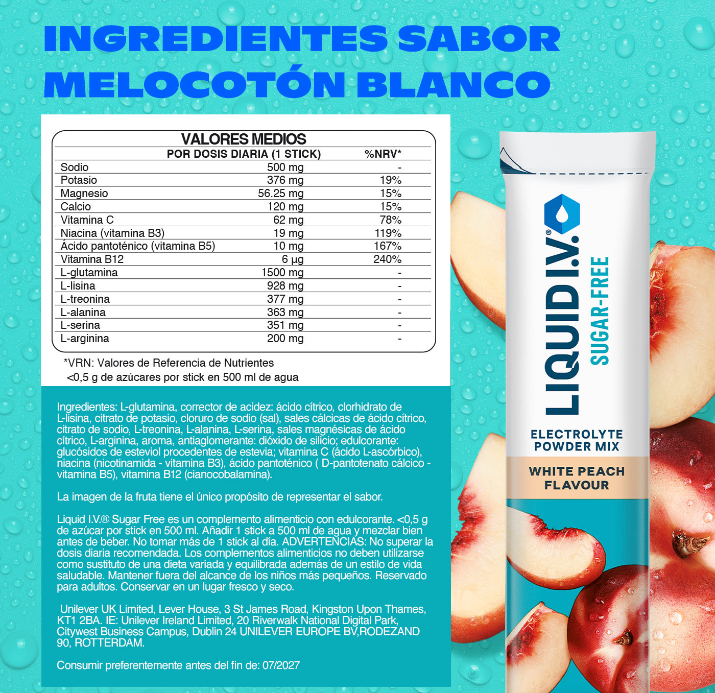 Liquid I.V.® Sugar-Free ES - White Peach 24PK